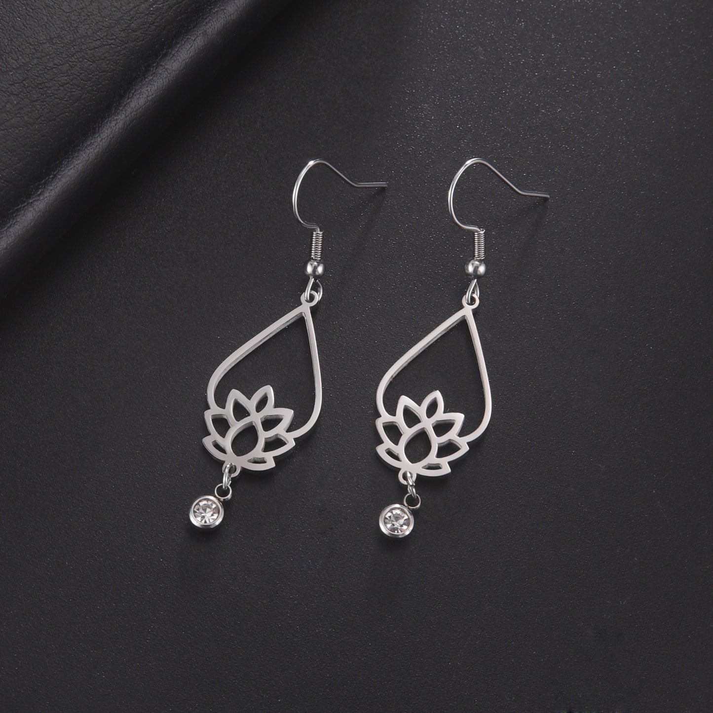 Vintage Water Drop Lotus Women's Earrings