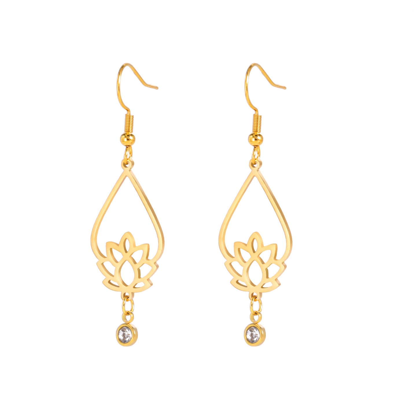 Vintage Water Drop Lotus Women's Earrings