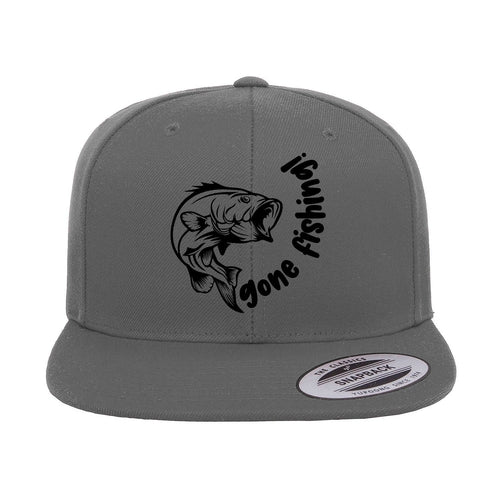 Gone Fishing Embroidered Flat Bill Cap