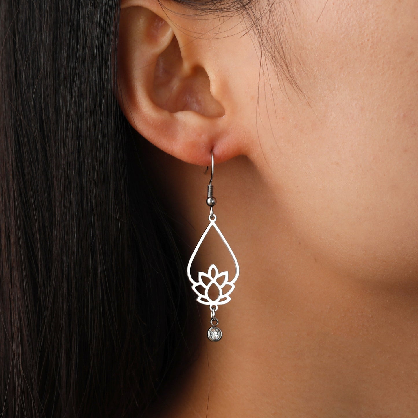 Vintage Water Drop Lotus Women's Earrings