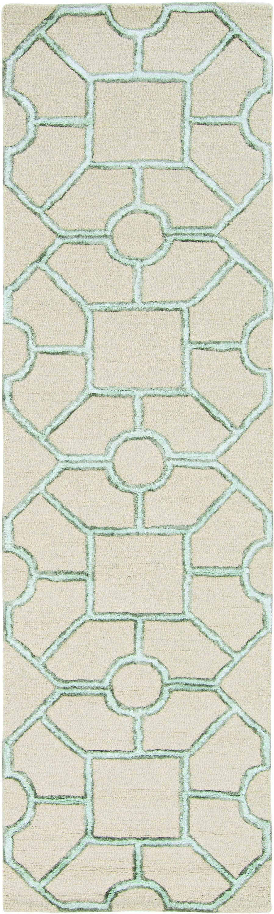 5inchesx7inches Beige Hand Tufted Geometric Indoor Area Rug