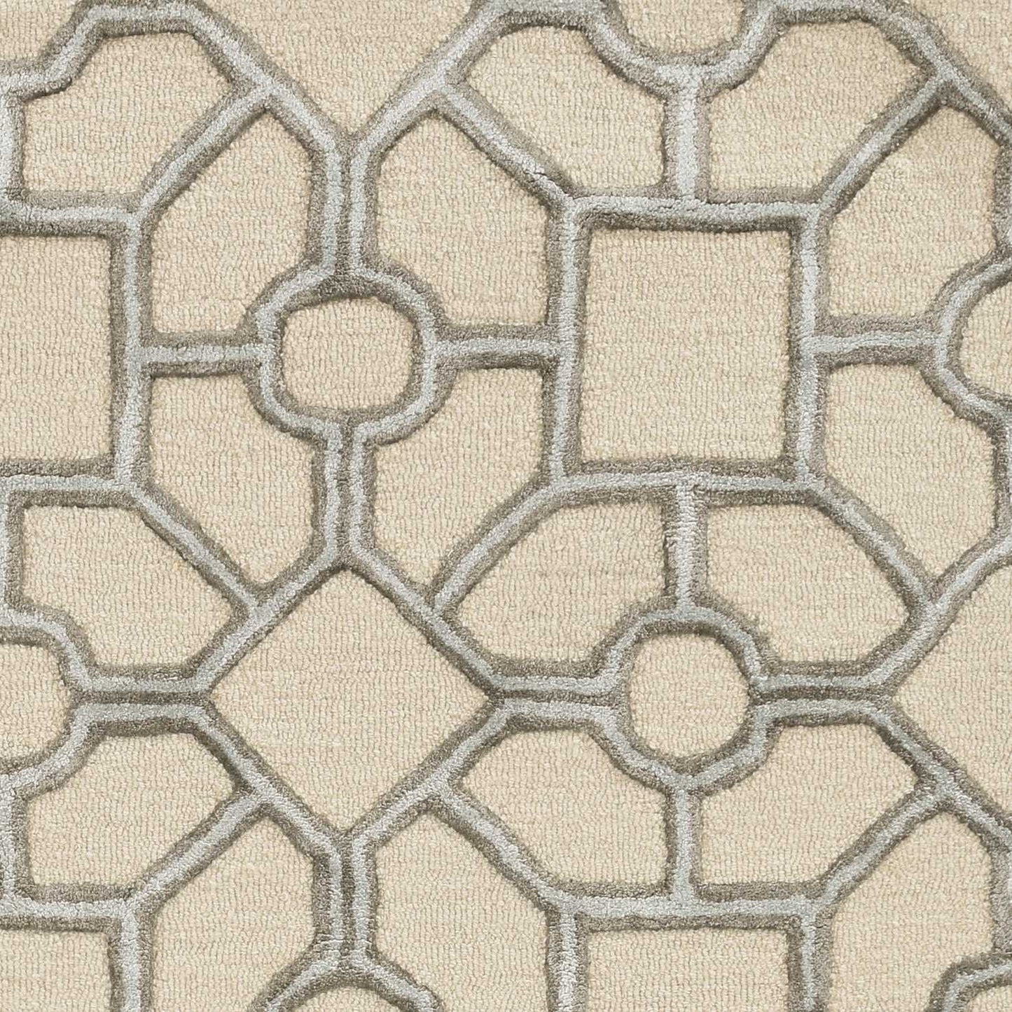 5inchesx7inches Beige Hand Tufted Geometric Indoor Area Rug