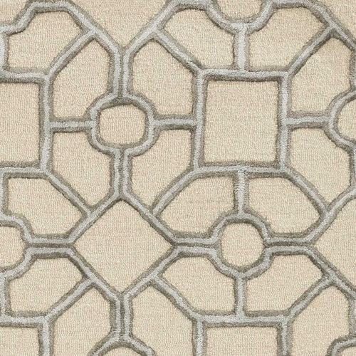 5inchesx7inches Beige Hand Tufted Geometric Indoor Area Rug