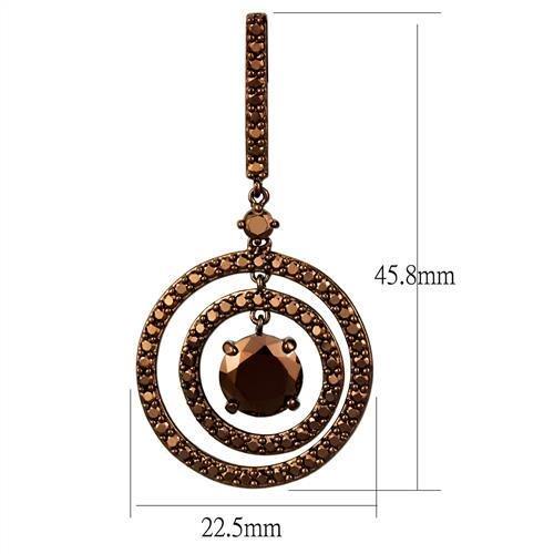 3W1109 - IP Coffee light Brass Earrings with AAA Grade CZ in Light Co