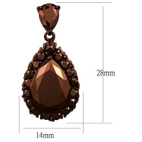 3W1134 - IP Coffee light Brass Earrings with AAA Grade CZ in Light Co