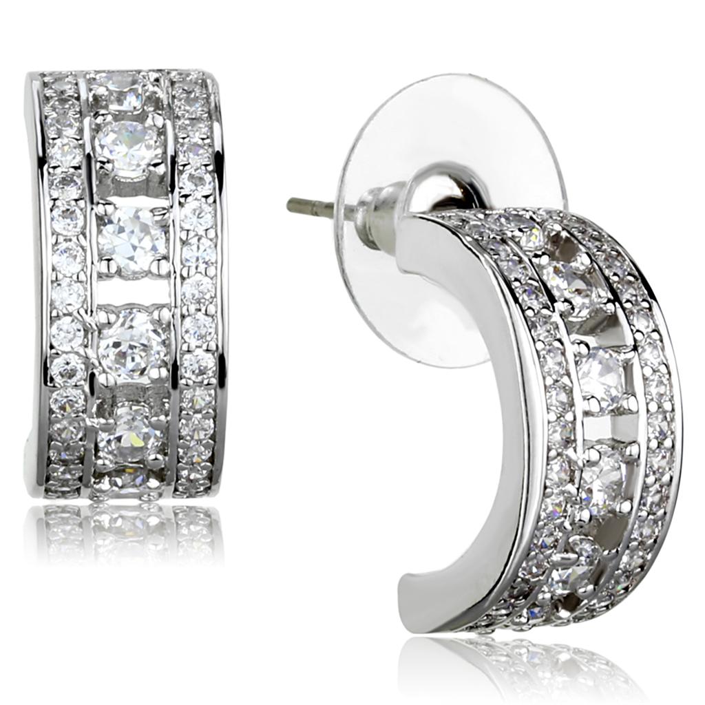 3W944 - Rhodium Brass Jewelry Sets with AAA Grade CZ in Clear