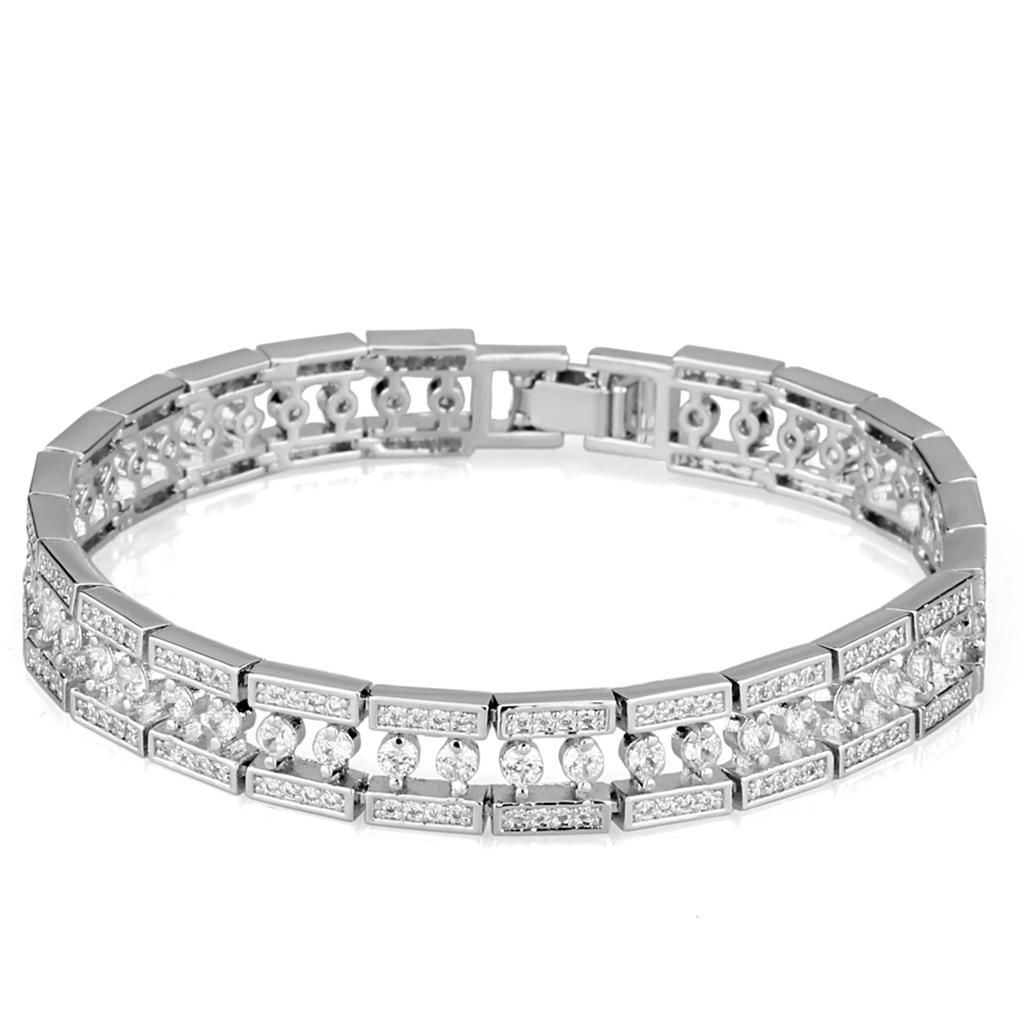 3W944 - Rhodium Brass Jewelry Sets with AAA Grade CZ in Clear