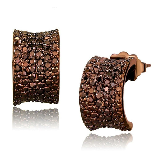 3W1119 - IP Coffee light Brass Earrings with AAA Grade CZ in Light Co