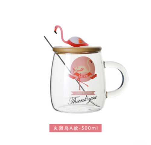 500ml Transparent Cactus Flamingo Tea Glass