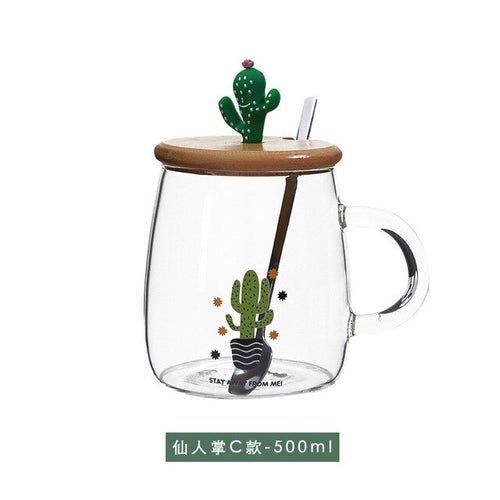 500ml Transparent Cactus Flamingo Tea Glass