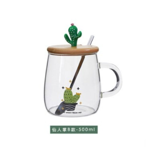 500ml Transparent Cactus Flamingo Tea Glass