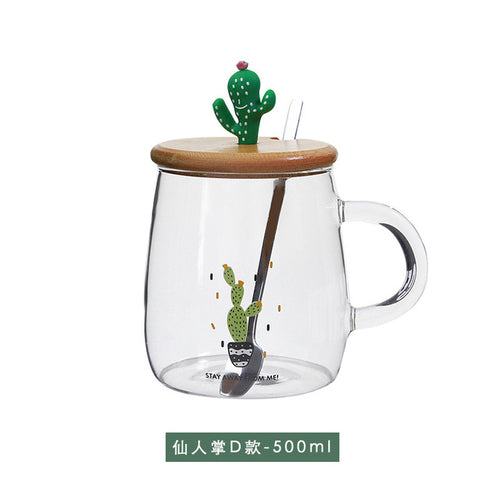 500ml Transparent Cactus Flamingo Tea Glass