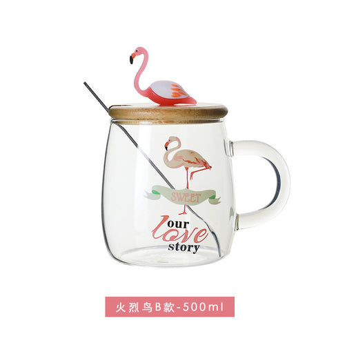 500ml Transparent Cactus Flamingo Tea Glass