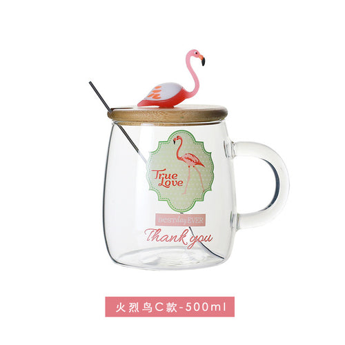 500ml Transparent Cactus Flamingo Tea Glass