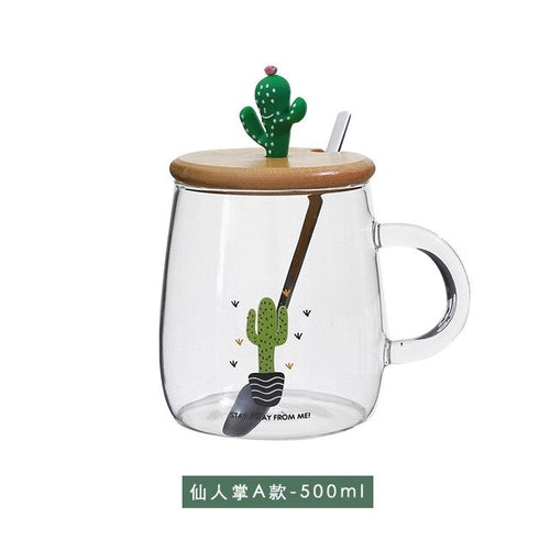 500ml Transparent Cactus Flamingo Tea Glass