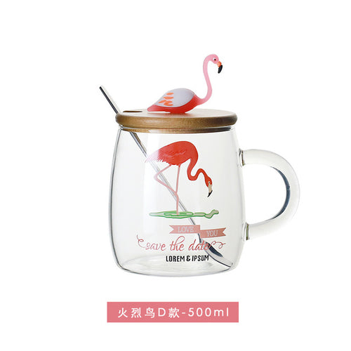 500ml Transparent Cactus Flamingo Tea Glass