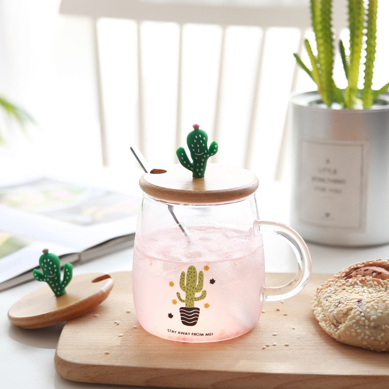 500ml Transparent Cactus Flamingo Tea Glass