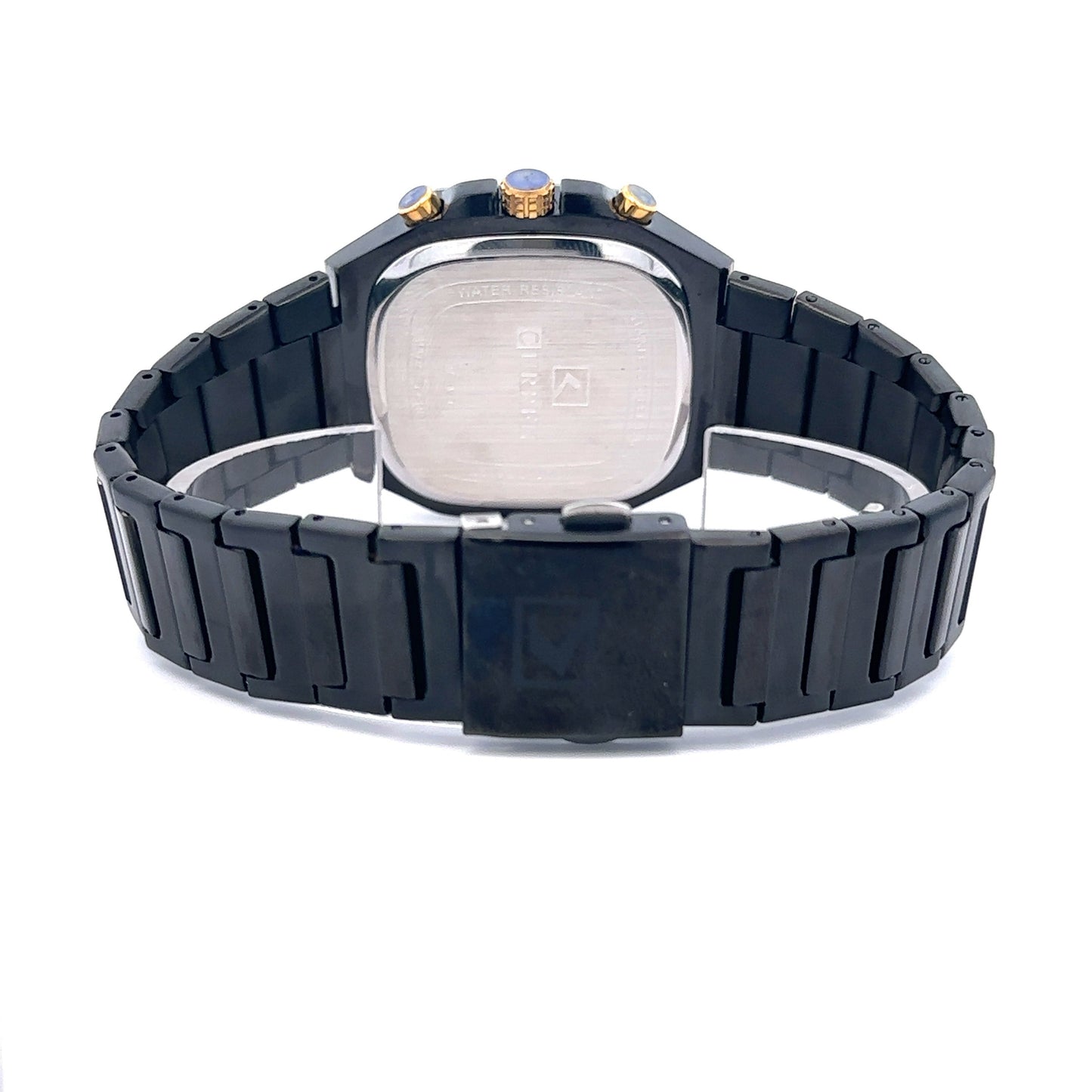 EVOCATIVE METAL BACK BLACK STAINLESS ICED OUT WATCH I 551633
