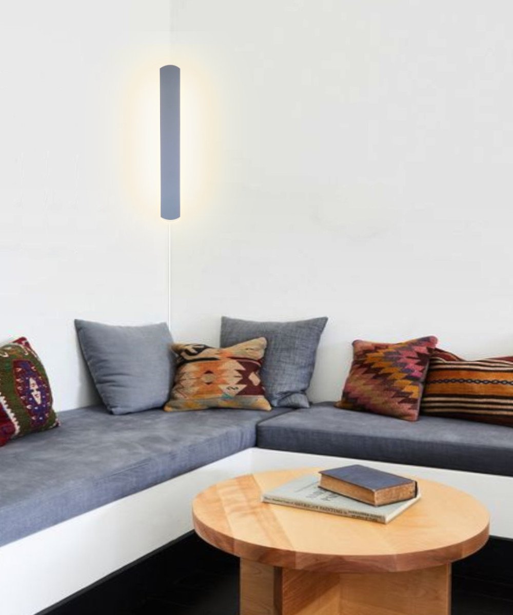 3"W Solid Wood Hover Plank Corner/Wall Accent Light Plug-In Almond