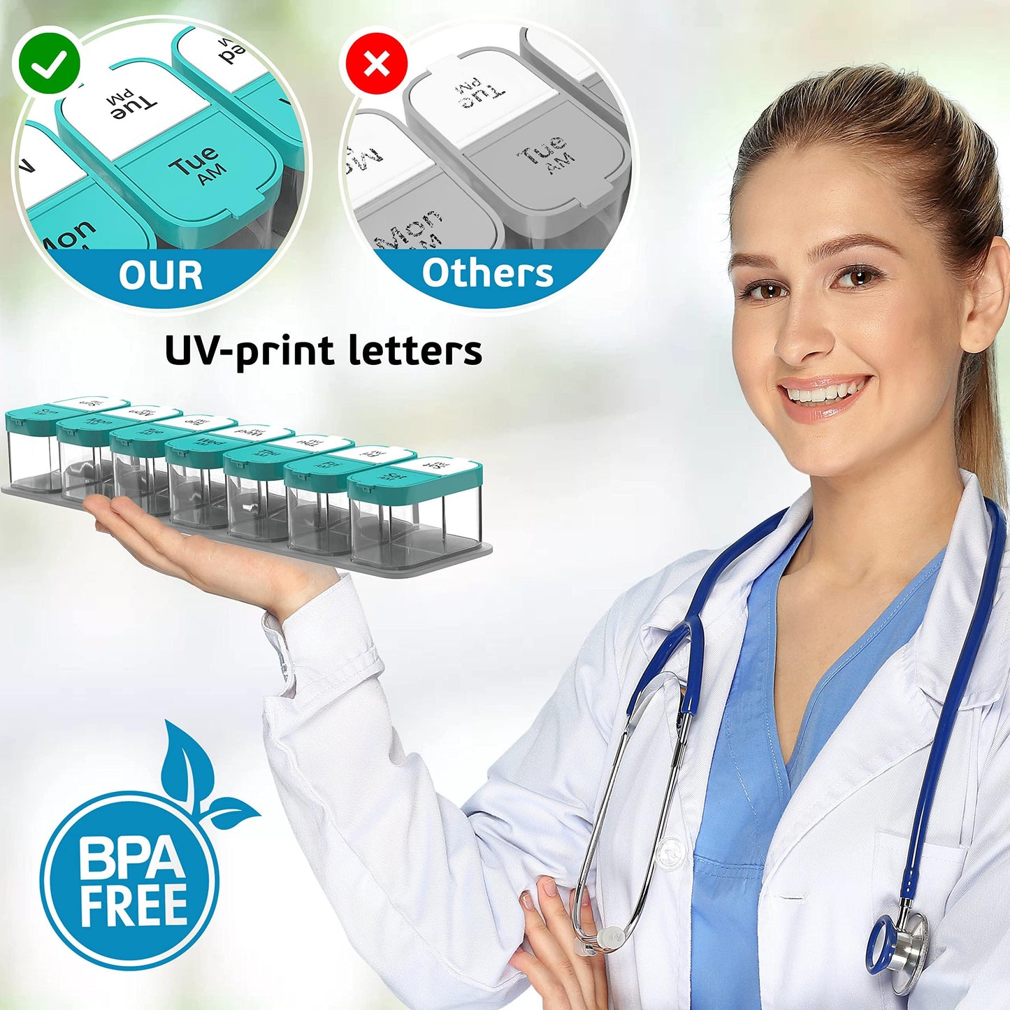 Extra Large Weekly Pill Organizer XL Daily Pill Box 7 Day Am Pm