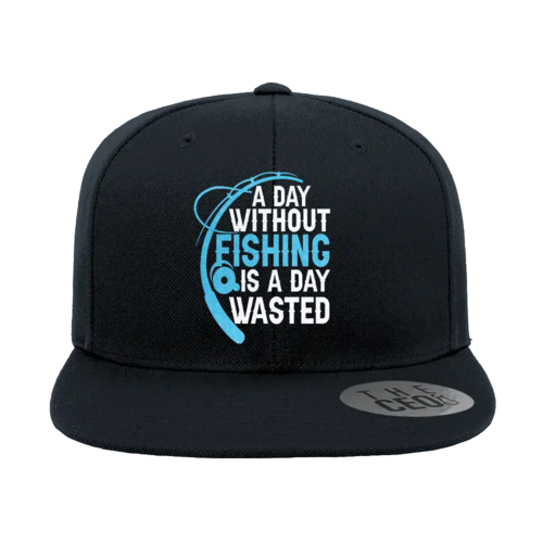 A Day Without Fishing Embroidered Flat Bill Cap