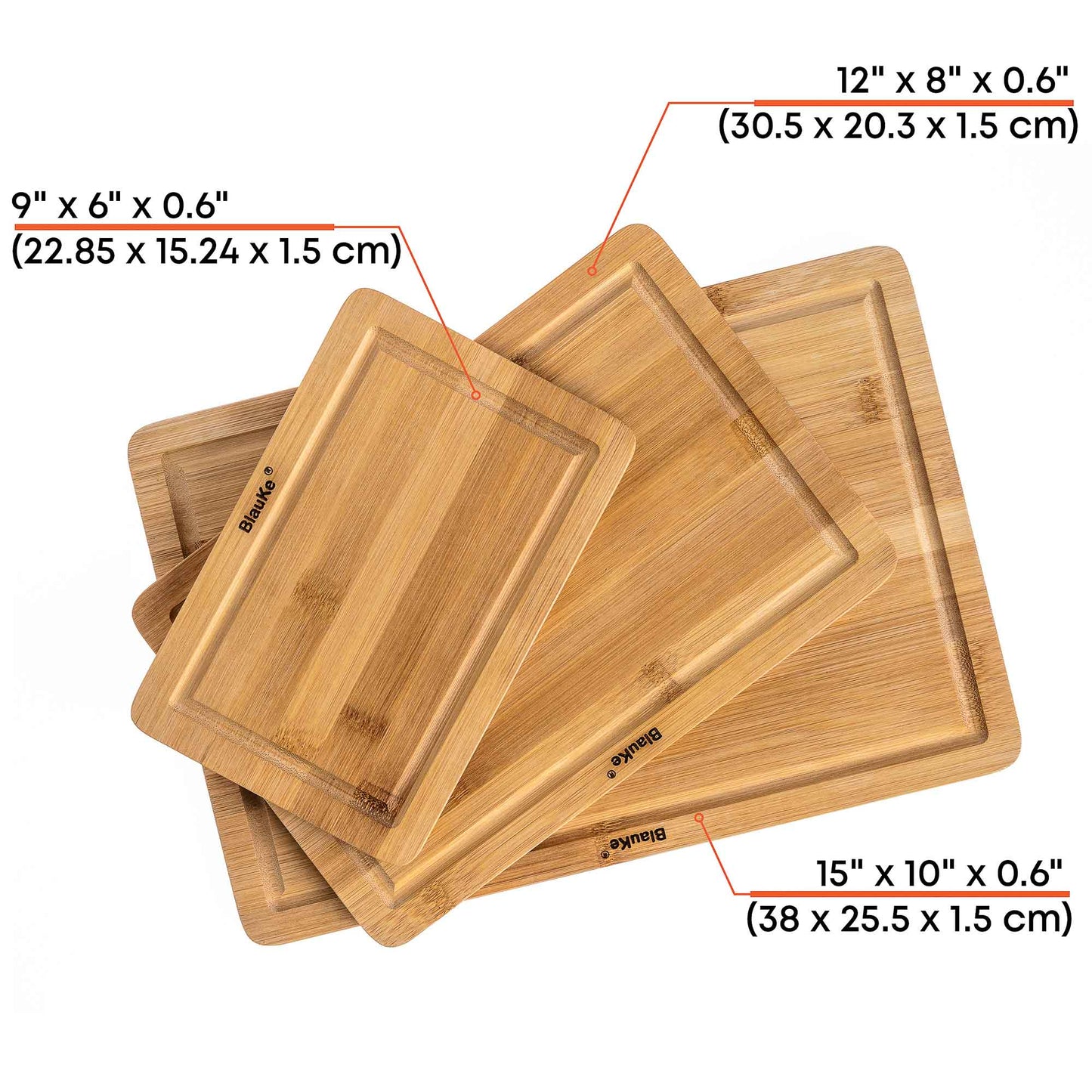 Wooden Cutting Boards for Kitchen with Juice Groove and Handles -