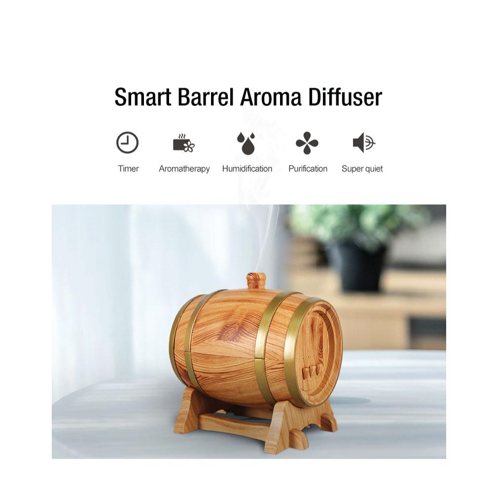 Essential Oil Aroma Diffuser - 350ml Barrel Wood Ultrasonic Air Mist