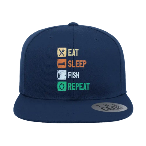 Eat Sleep Fishing Repeat Printed Flat Bill Cap