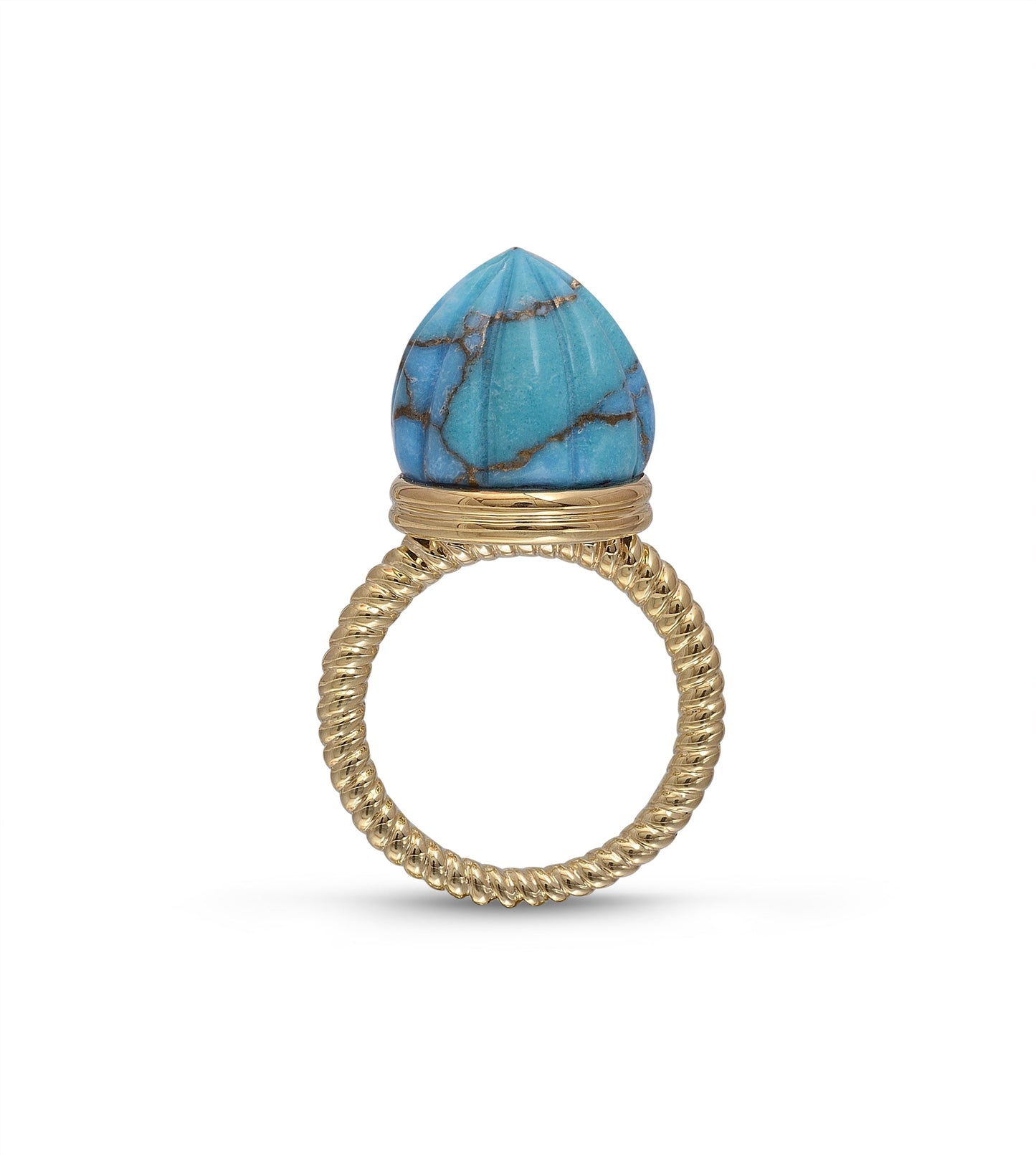 Summer Nights Turquoise Single Stone Ring & Pendant in 14K Yellow Gold
