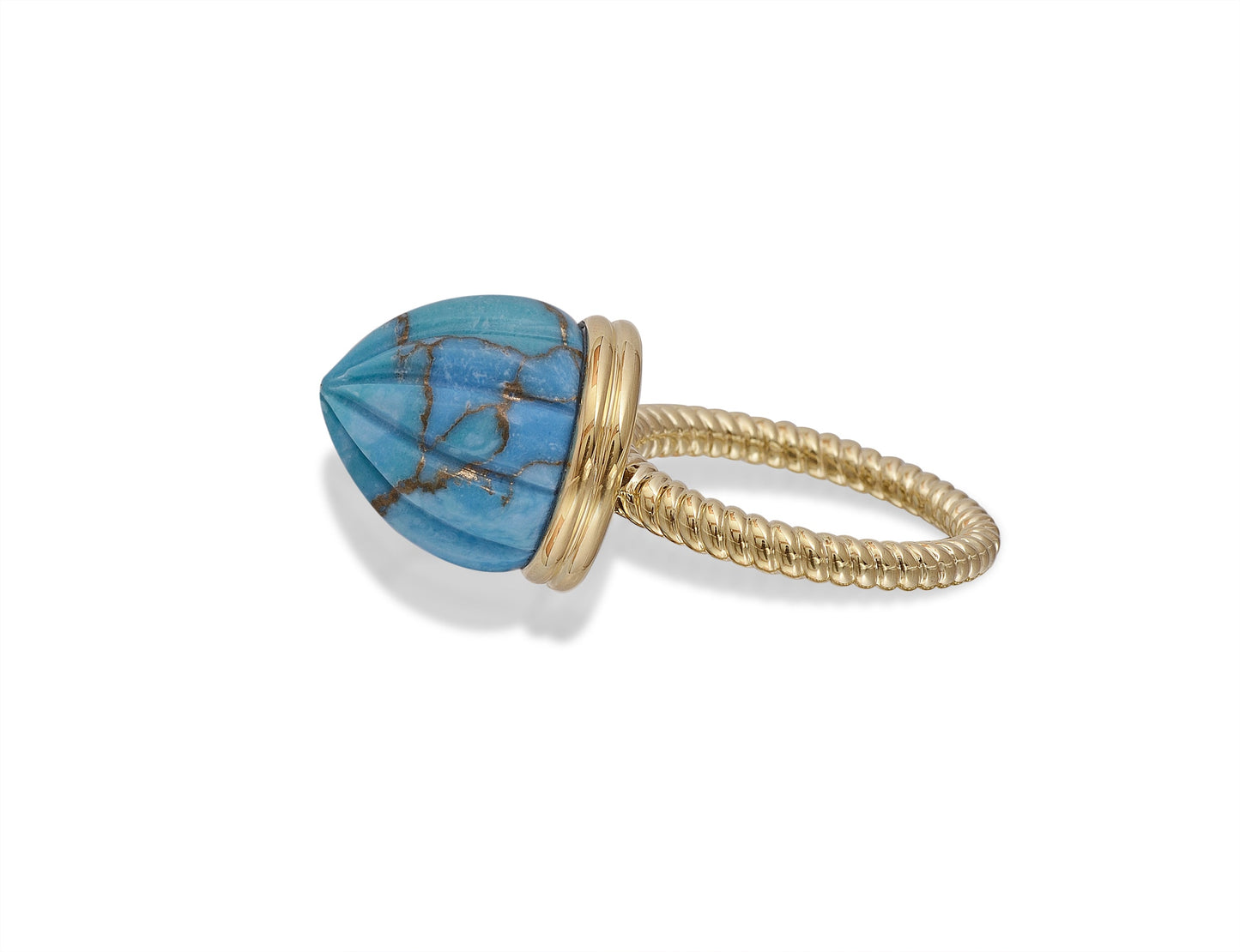 Summer Nights Turquoise Single Stone Ring & Pendant in 14K Yellow Gold