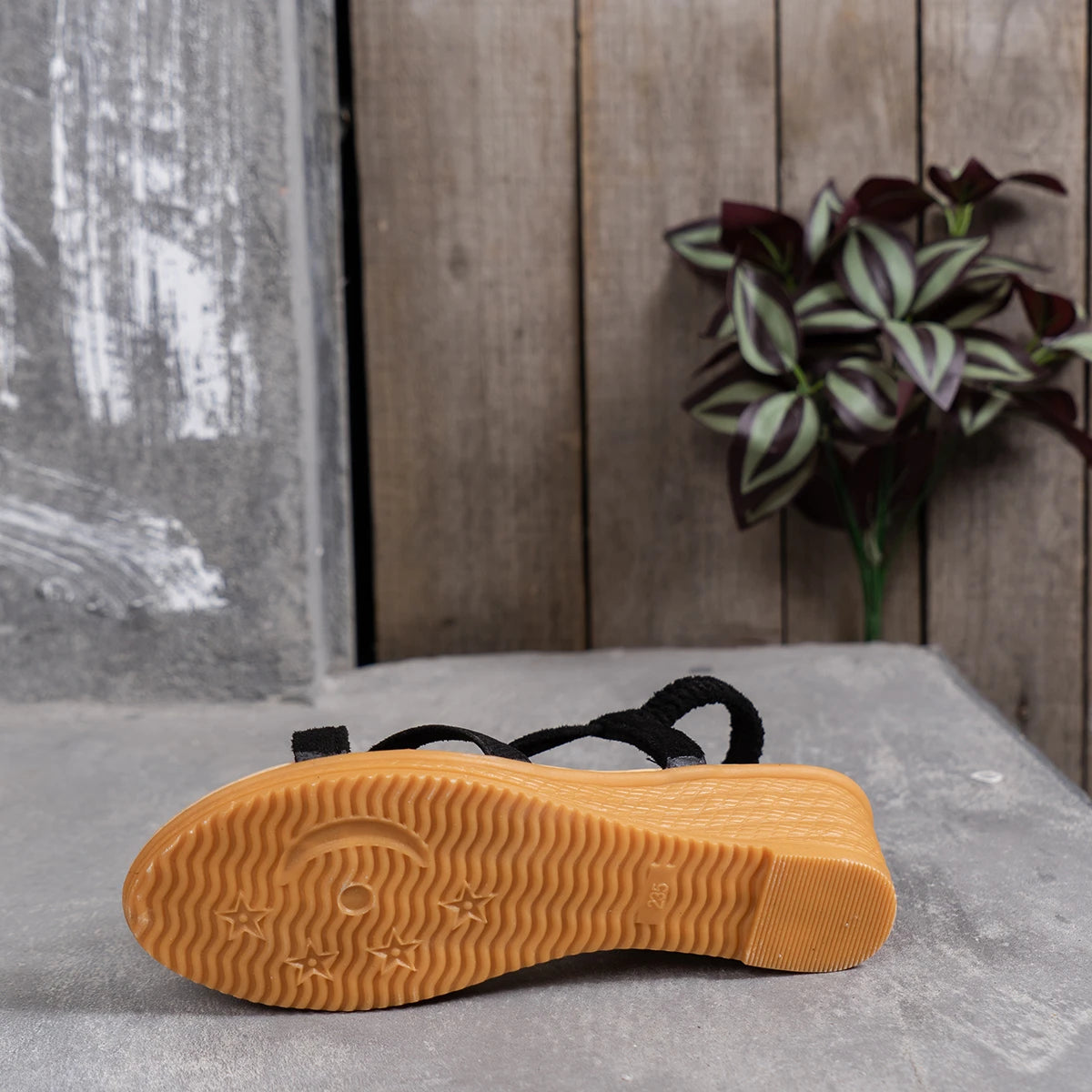 Women Sandals Solid Color Wedge Sandals New Ankle Buckle Non Slip