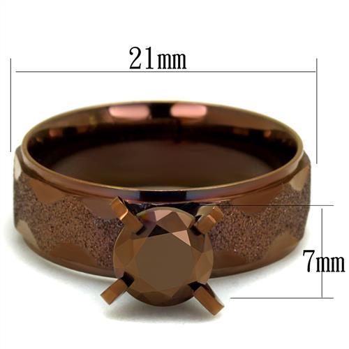 TK2596 - IP Coffee light Stainless Steel Ring with AAA Grade CZ in
