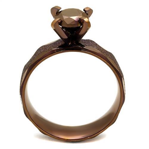 TK2596 - IP Coffee light Stainless Steel Ring with AAA Grade CZ in