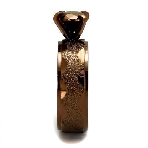 TK2596 - IP Coffee light Stainless Steel Ring with AAA Grade CZ in