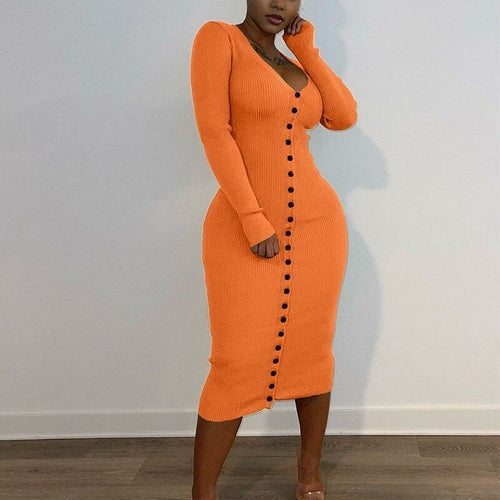 Ribbed Button Down Midi Dress