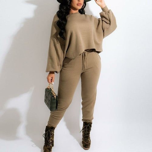 Women Two Piece Casual Sweat Suits Long Sleeve Casual Sweatshirt Top &