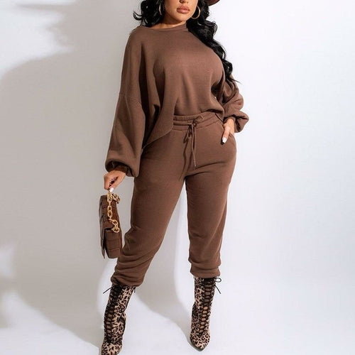 Women Two Piece Casual Sweat Suits Long Sleeve Casual Sweatshirt Top &