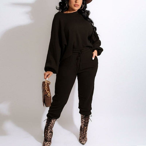 Women Two Piece Casual Sweat Suits Long Sleeve Casual Sweatshirt Top &