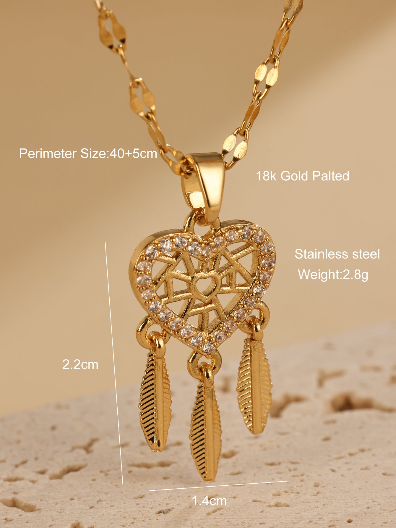 New Jewelry Tassel Dream Catcher Net Hollow Peach Heart Necklace Feather Pendant Korean Edition Jewelry