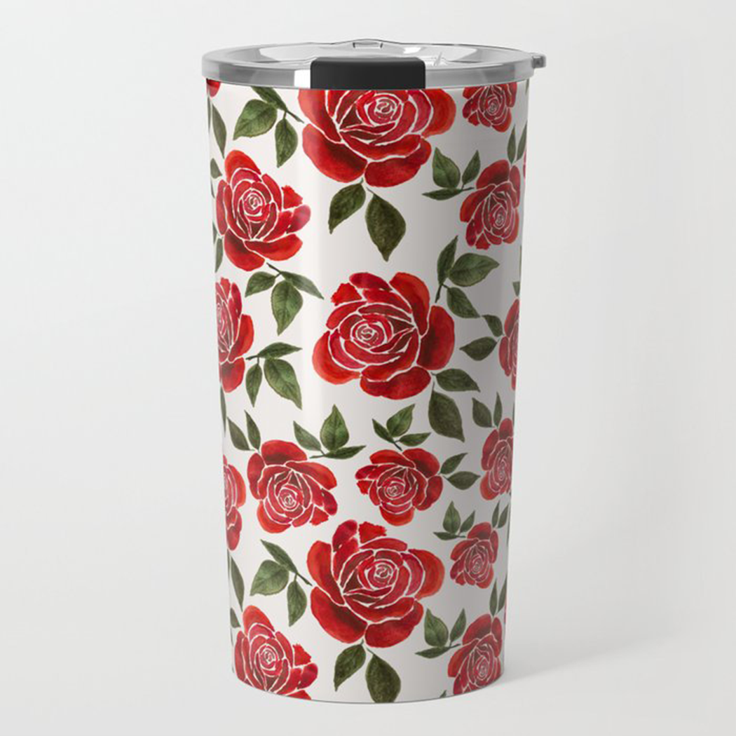 Rose Watercolor Travel Coffee Mug