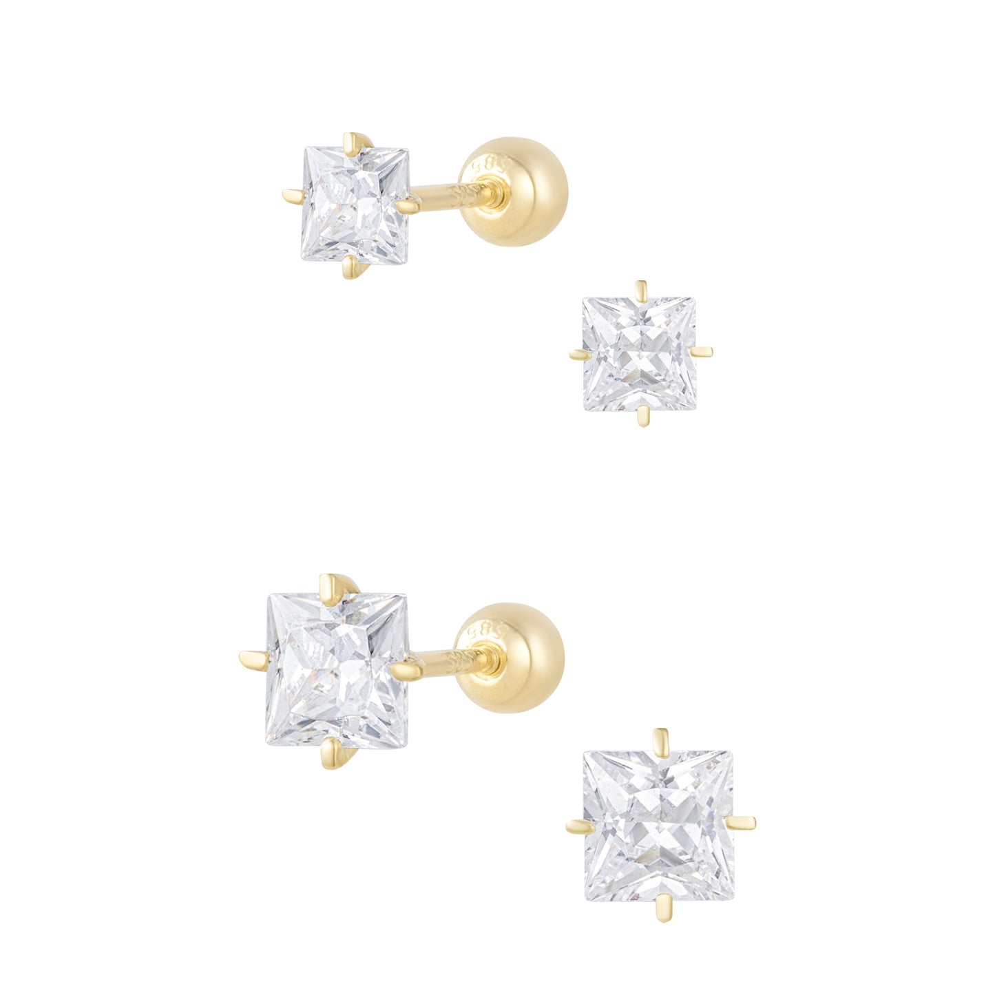 14K (58.5%) SOLID GOLD SQUARE CUBIC PIERCING