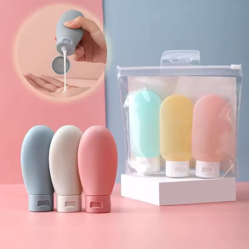 3pcs 60ml Soft Silicone Shower Travel Bottle Set