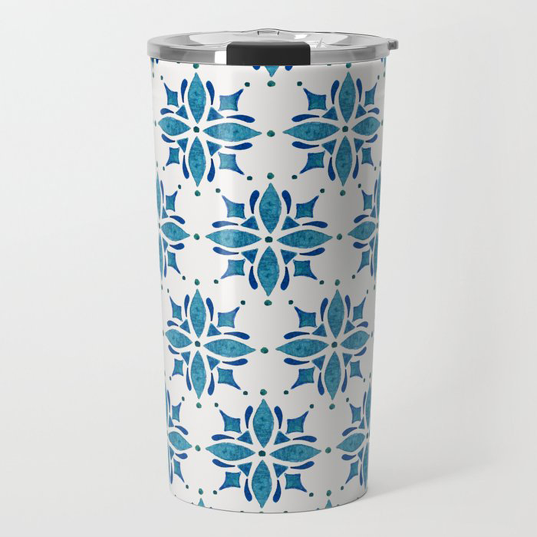 Blue Tile Travel Coffee Mug