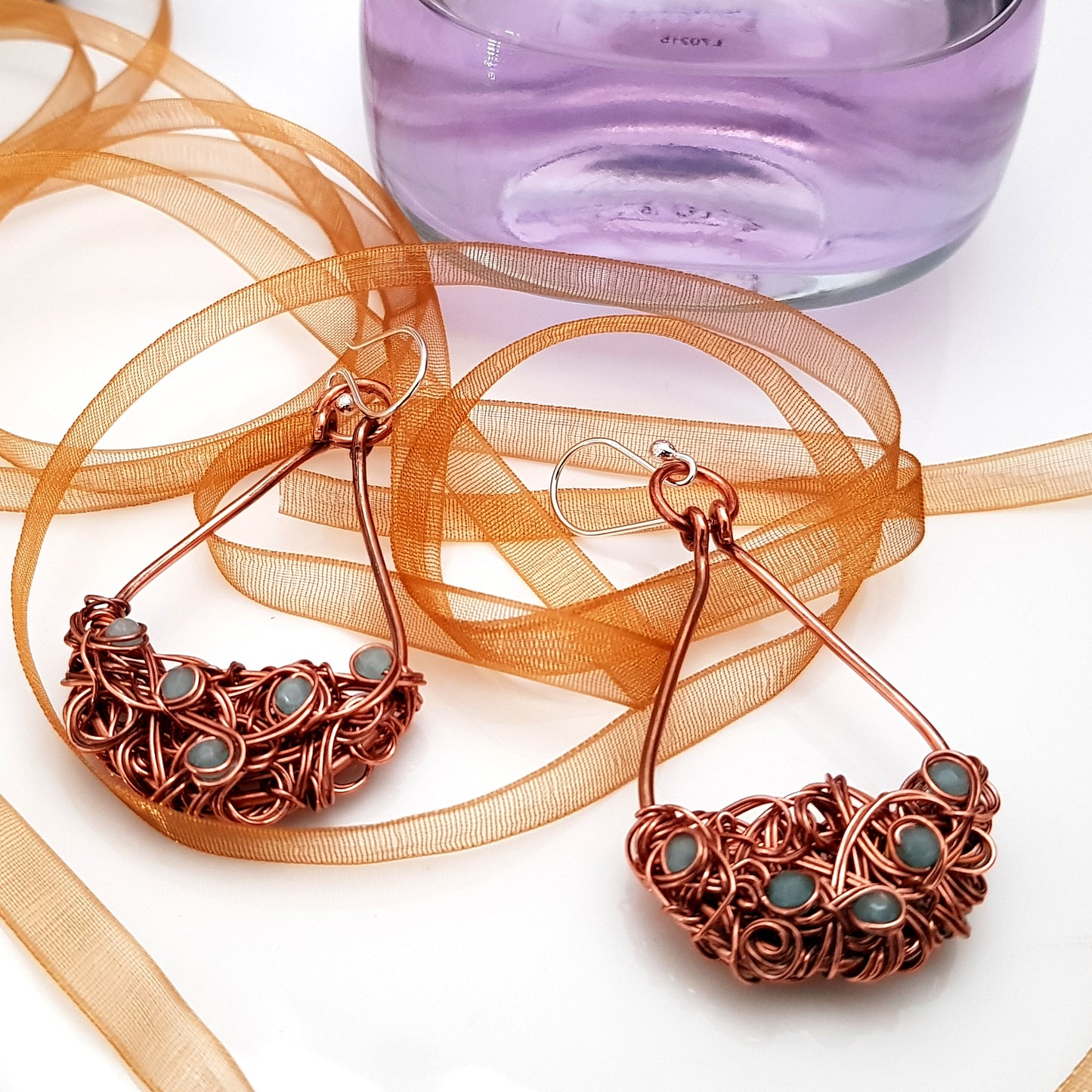 Teardrop Tangled - Copper Earrings