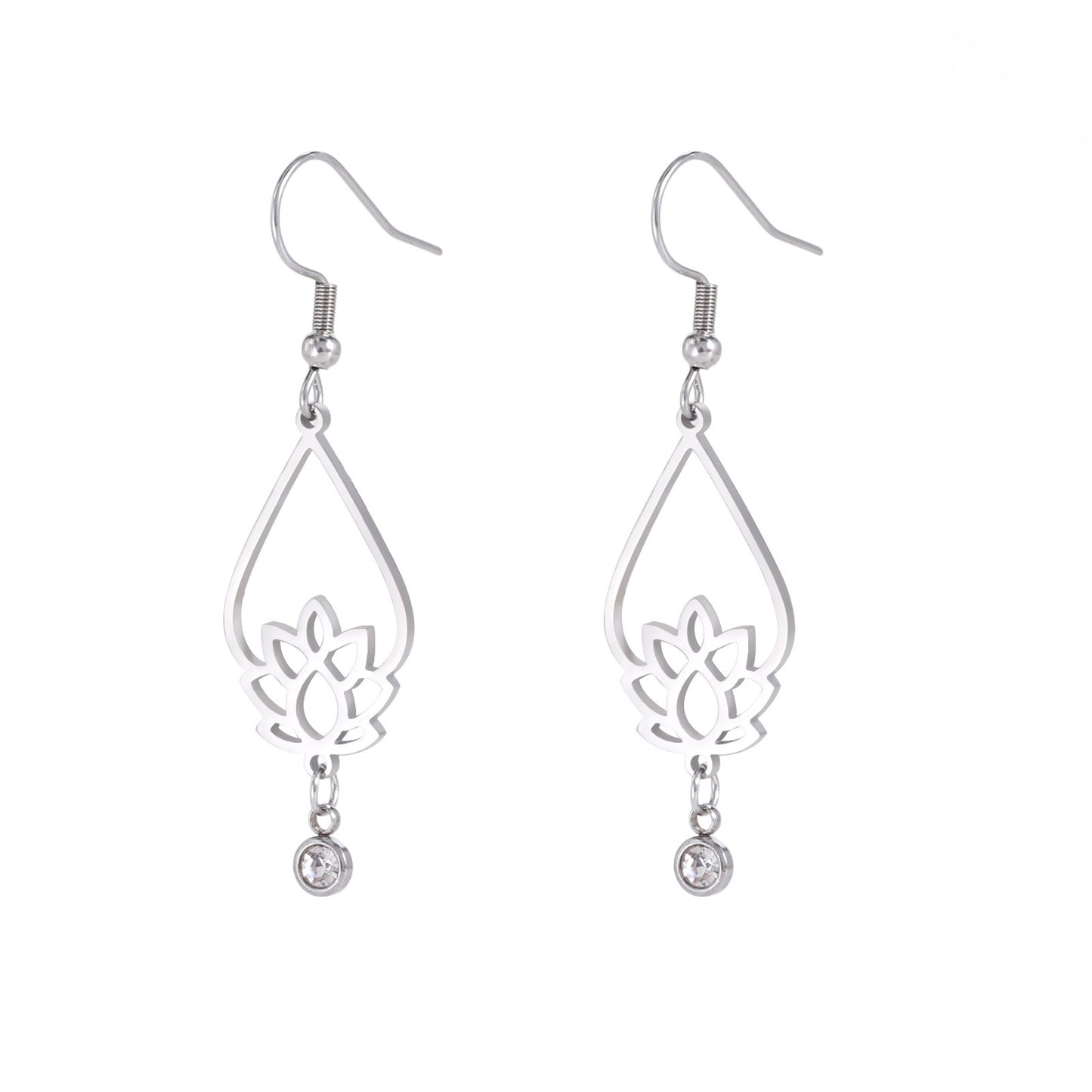 Vintage Water Drop Lotus Women's Earrings