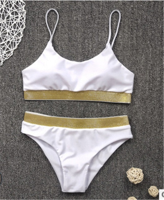 Two-Pieces Sexy Women Sequined Crystal Bikini Set Ladies Rhinestone