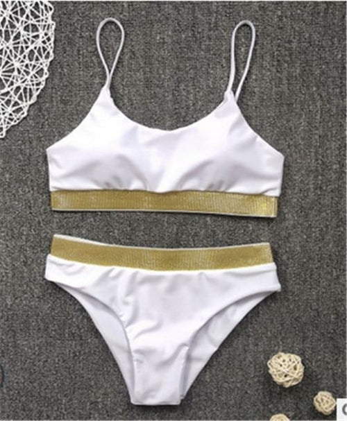 Two-Pieces Sexy Women Sequined Crystal Bikini Set Ladies Rhinestone