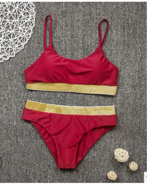 Two-Pieces Sexy Women Sequined Crystal Bikini Set Ladies Rhinestone