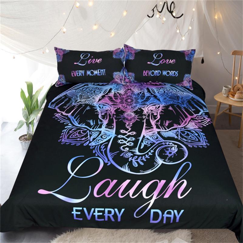 Elephant Bedding Set Queen Size Duvet Cover Lotus