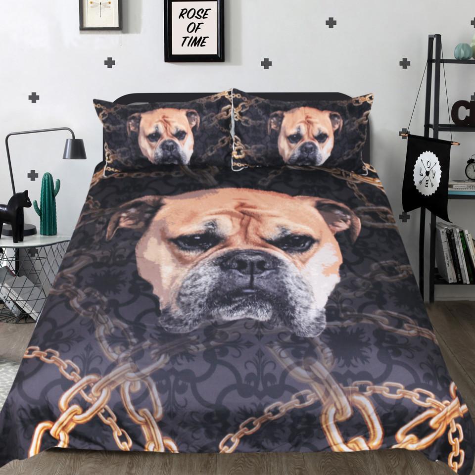 Bulldog Bedding Set for Kids 3D Printed Duvet